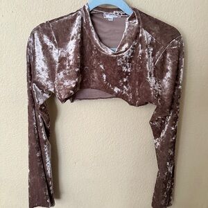 Free people Velvet Long Sleeve Crop Top - Brown